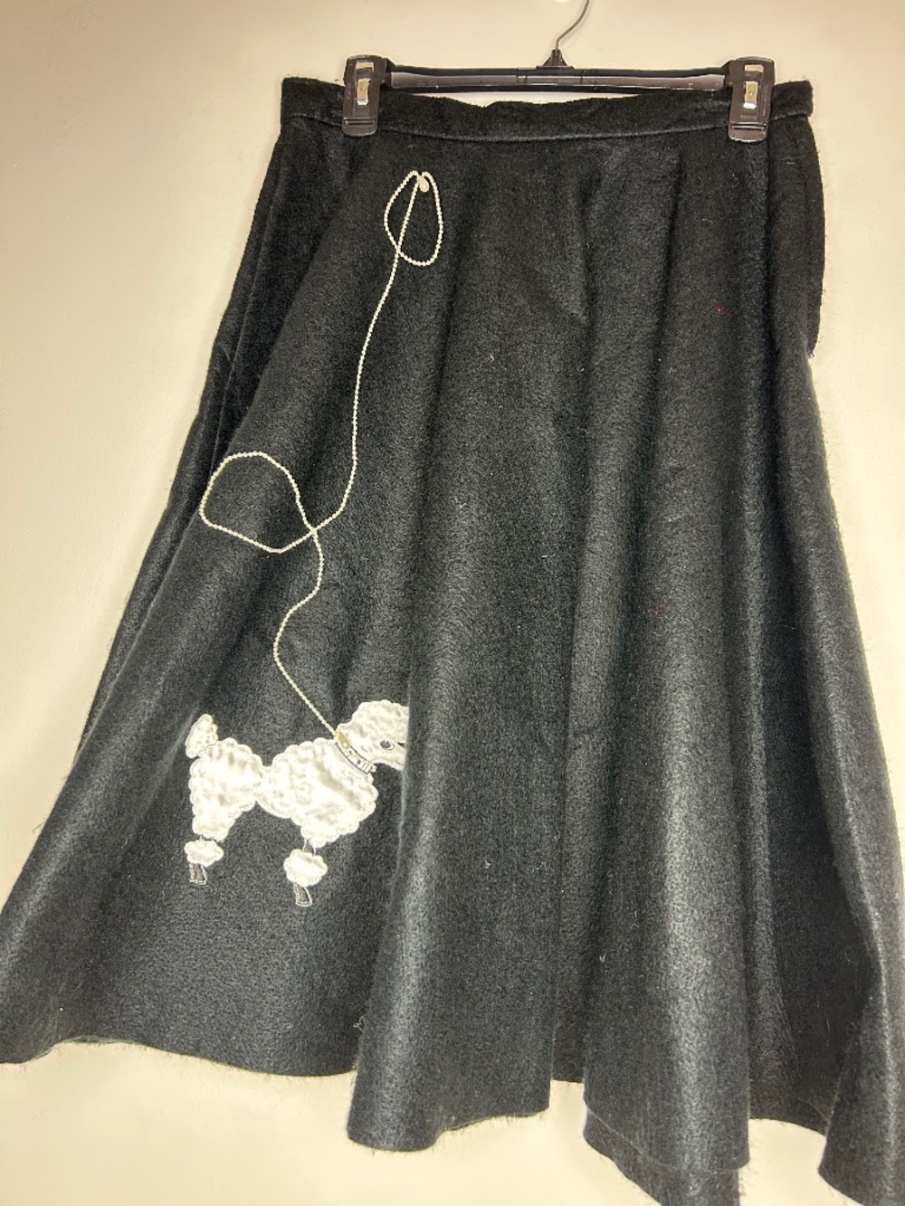 Women Black Retro Skirt Embroidered Poodle Dog Animal Halloween Cosplay Costume
